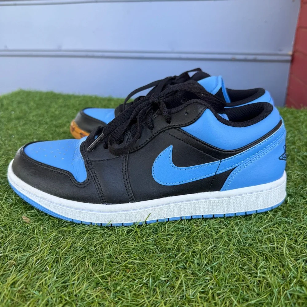 Nike‎ Air Jordan 1 Low University Blue Black Leopard Custom Mens Size 8 Flaws